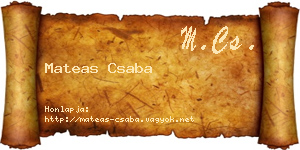 Mateas Csaba névjegykártya